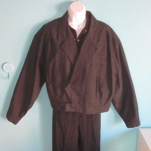 Dosha Vintage 80's Jacket Womens Size L Oversized Black Speckled Cross Front - Picture 1 of 8